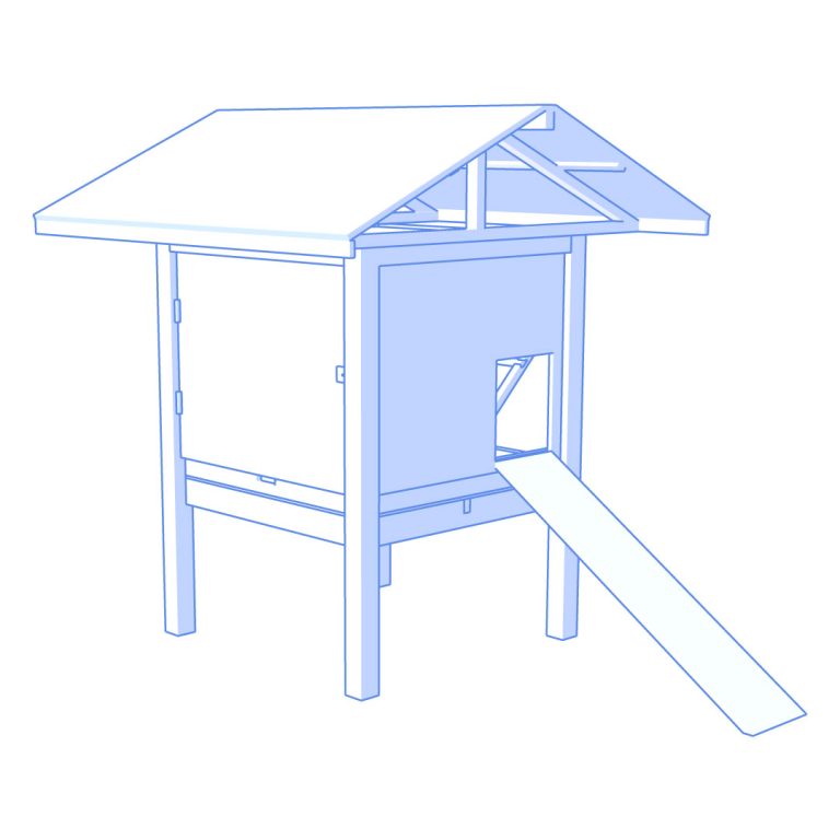 Conception 3D fait sur Sketchup, du poulailler, fabriqué par le Studio Cosmovision pour un projet territorial